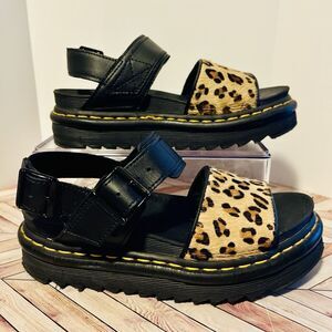 Dr. Martens Voss Hair On Leopard Women's 5 Sandals Chunky Platform Lightweight